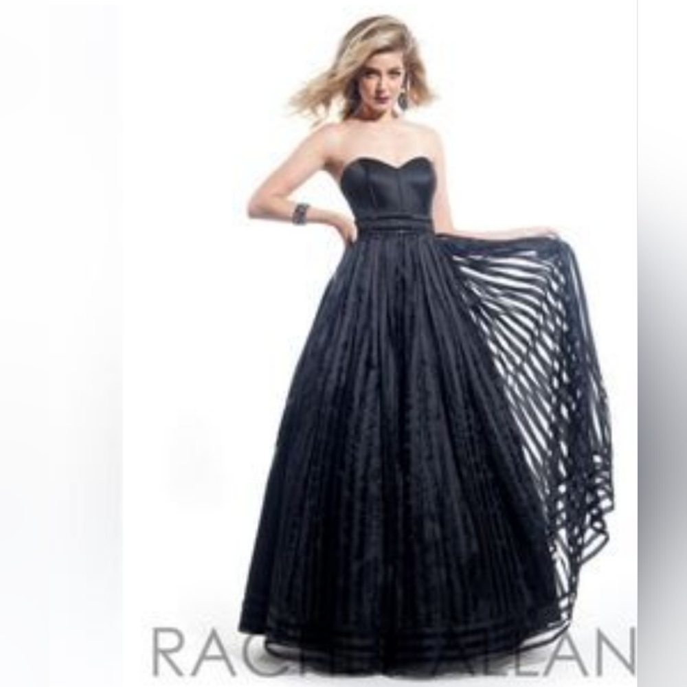 Rachel Allan Black Strapless Gown With Corset And Bra 3 Layer Size 2 - Picture 1 of 16